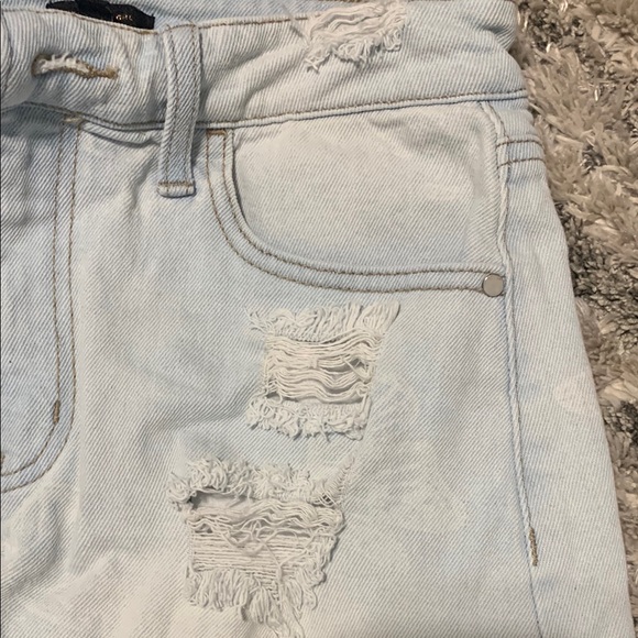 Material Girl Distressed Light Blue Denim Shorts - Picture 3 of 4